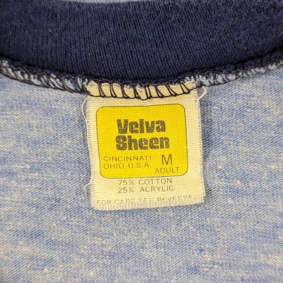 Vtg Adult Medium T-Shirt Single Stitch Velva Sheen Beaver College Blue 70s 80s - Picture 9 of 11
